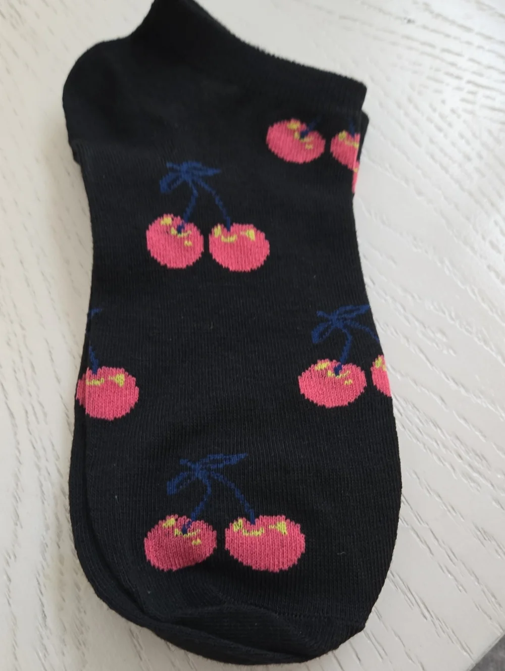 Ladies/Girls Fun Fruit Ankle Socks - Black, Yellow & Blue (3-Pack) Holiday